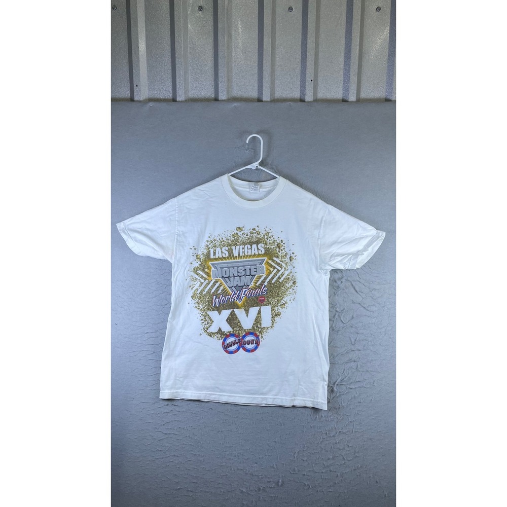 Alstyle Monster Jam T Shirt Mens Large White Good Las Vegas World Finals XVI